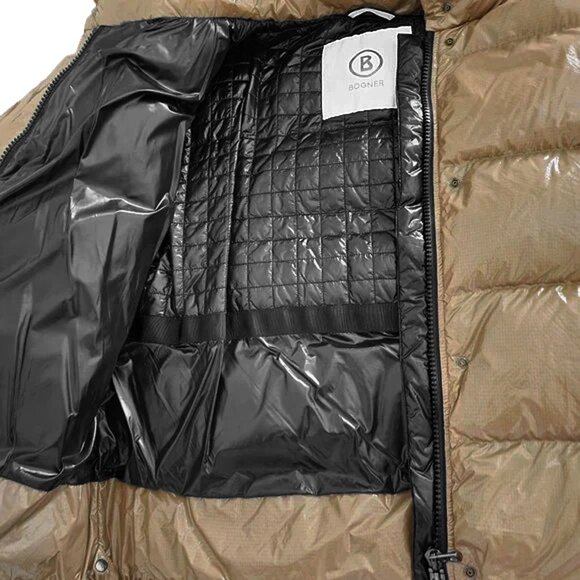 NEW $1100 Bogner Evelia Down Puffer Jacket! 8 10 12 14 Tan Luxury Lacquered Look - Picture 5 of 6